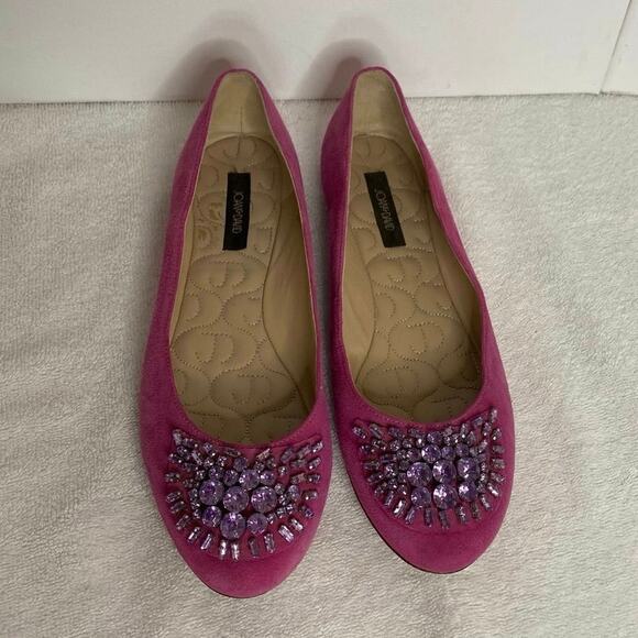JOAN & David Purple Pink Bead Embellished Suede Ballet Flats - Size 7 1/2 - Picture 2 of 11